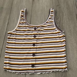 Yellow and white striped crop top